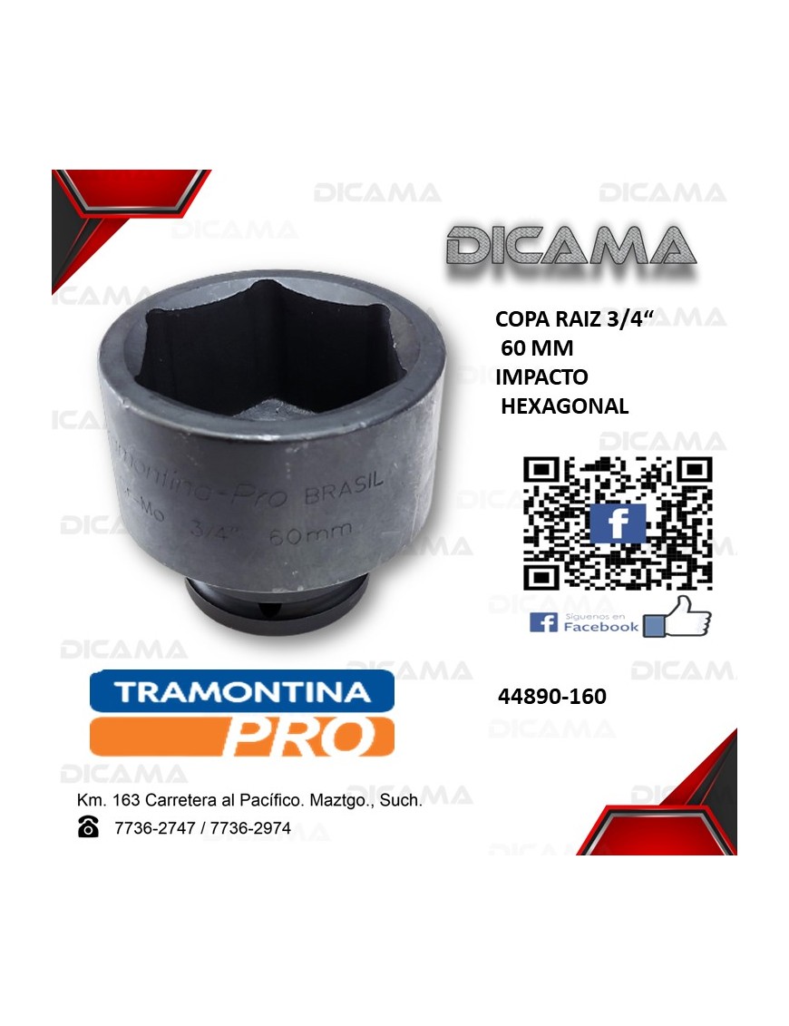 COPA RAIZ 3/4" 60MM IMPACTO HEXAGONAL