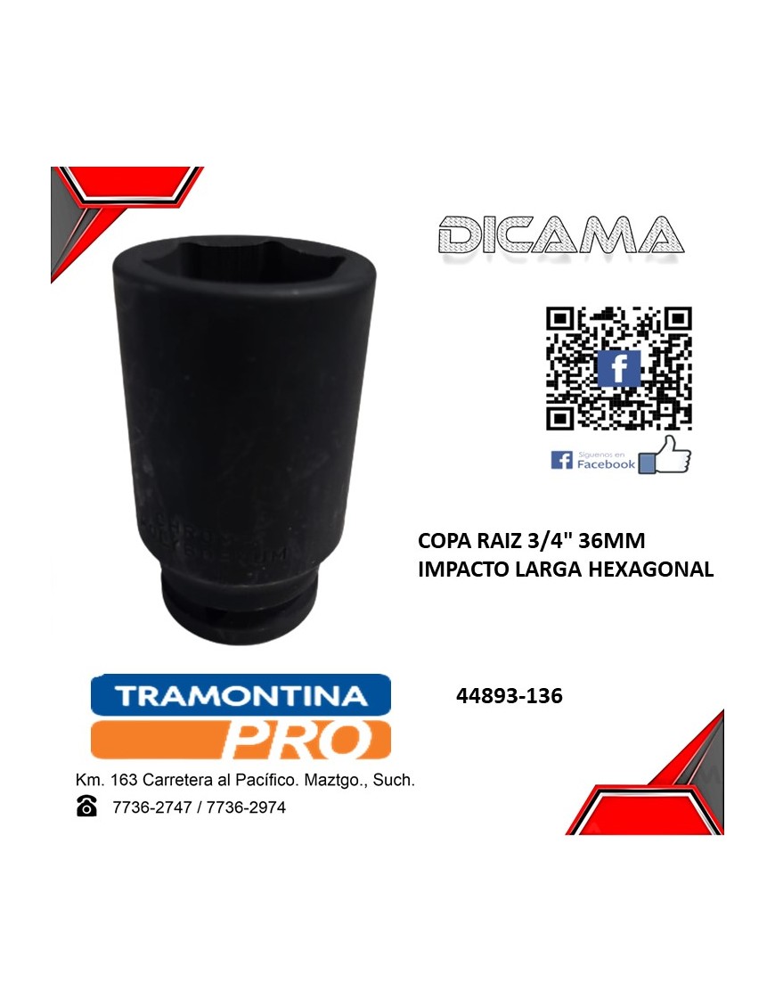 COPA RAIZ 3/4" 36MM IMPACTO LARGA HEXAGONAL