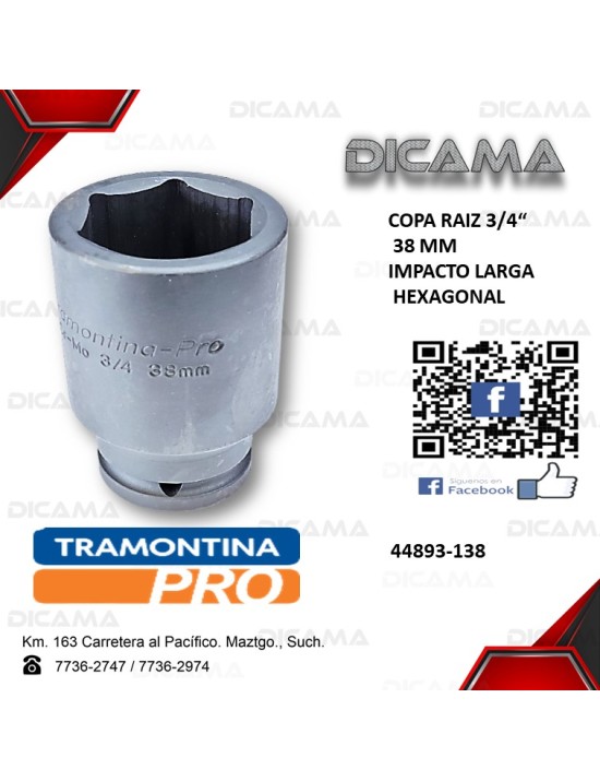 COPA RAIZ 3/4" 38MM IMPACTO LARGA HEXAGONAL