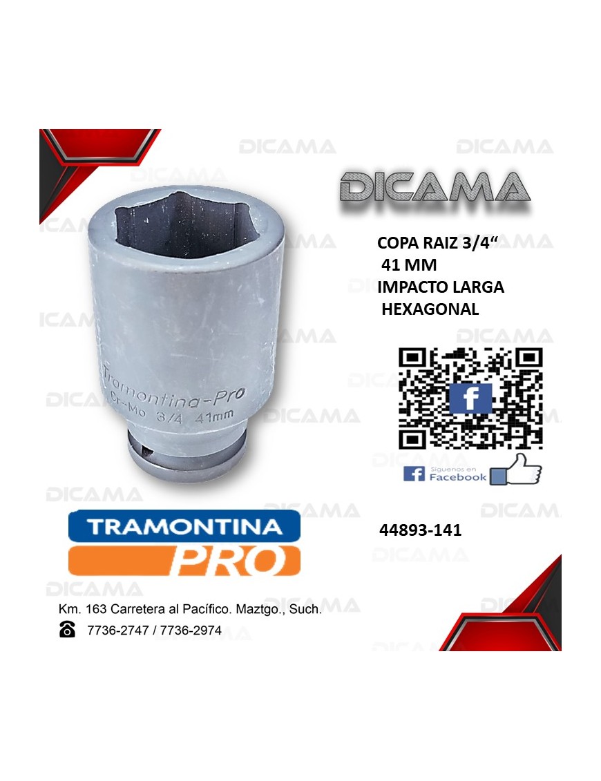 COPA RAIZ 3/4" 41MM IMPACTO LARGA HEXAGONAL