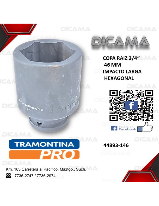 COPA RAIZ 3/4" 46MM IMPACTO LARGA HEXAGONAL