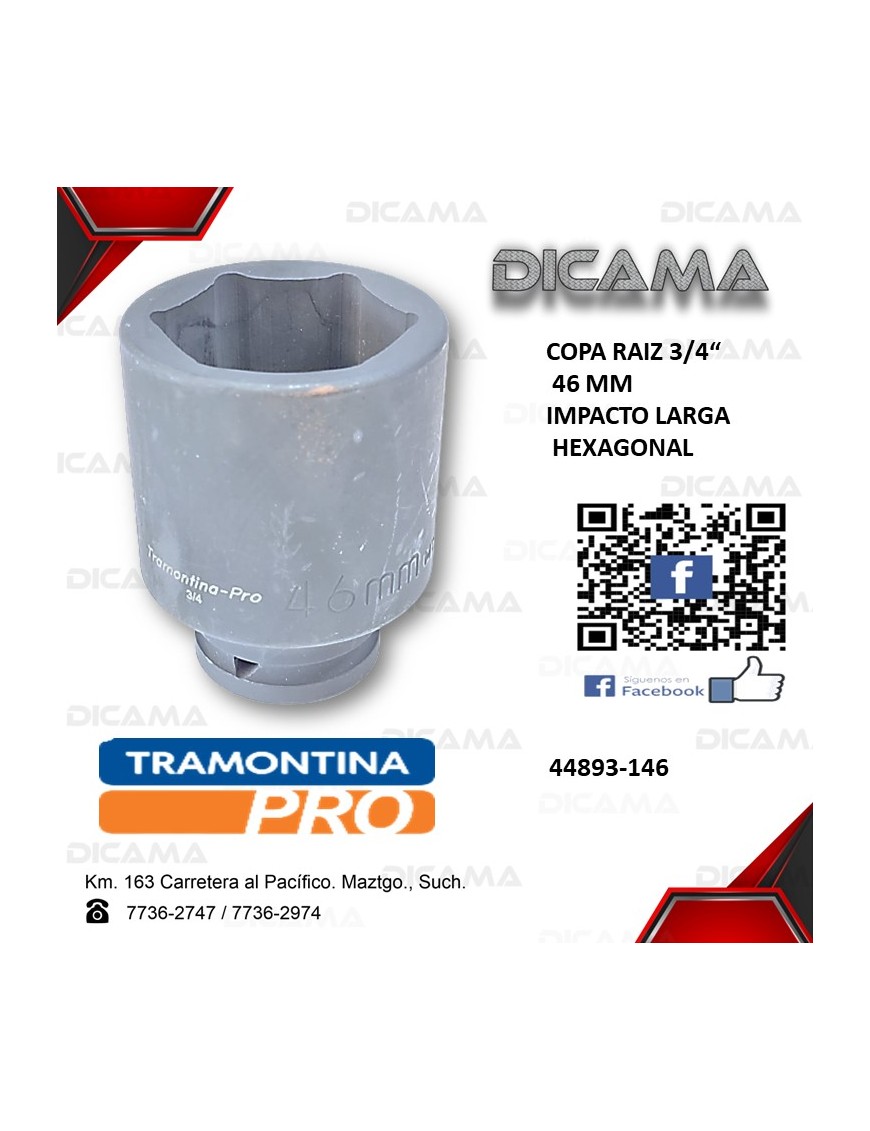 COPA RAIZ 3/4" 46MM IMPACTO LARGA HEXAGONAL