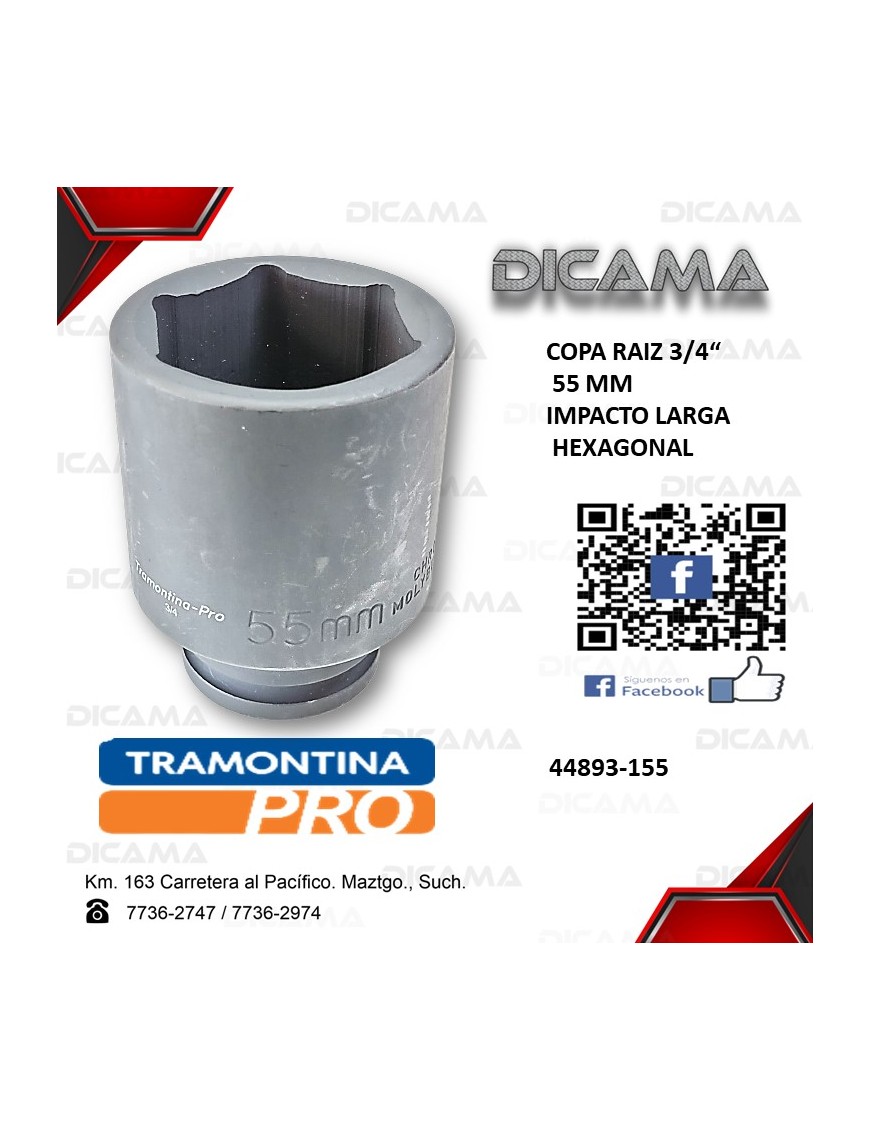 COPA RAIZ 3/4" 55MM IMPACTO LARGA HEXAGONAL