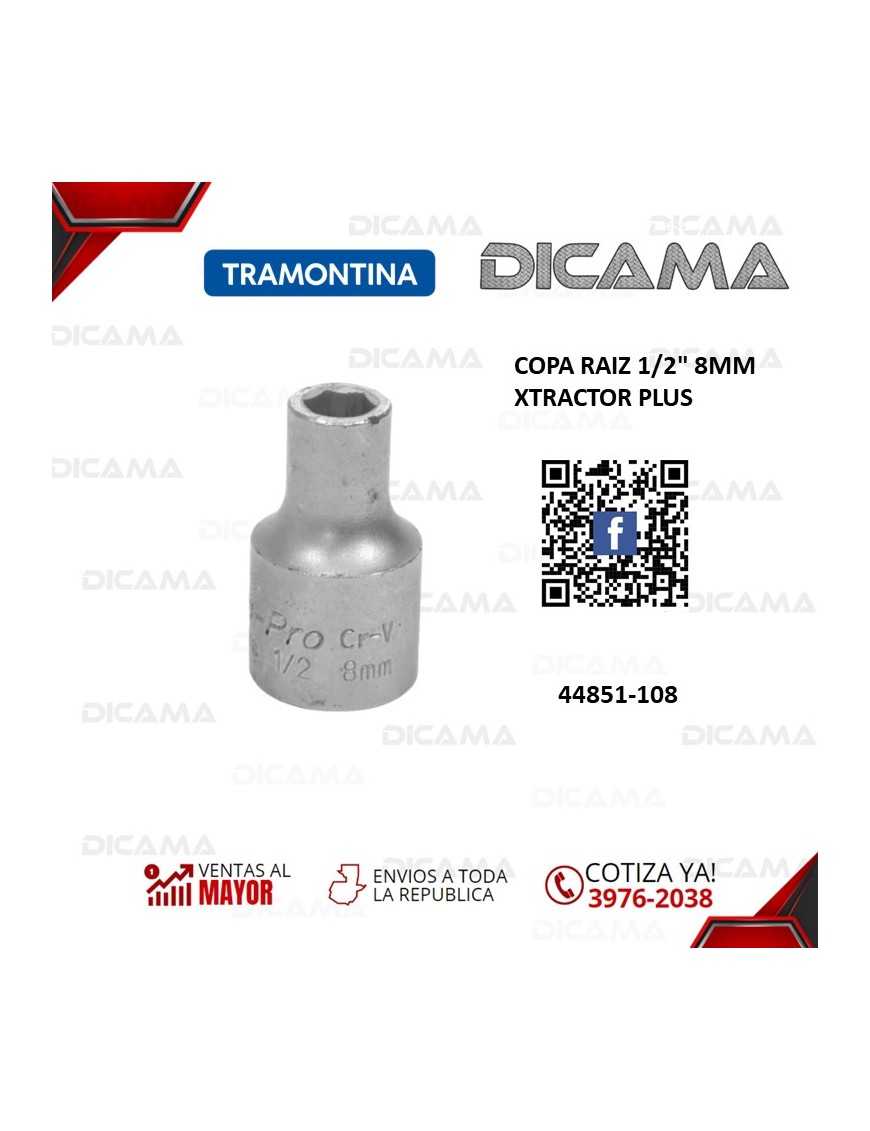 COPA RAIZ 1/2" 8MM XTRACTOR PLUS