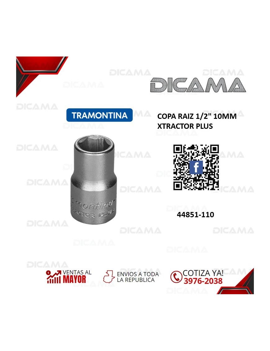 COPA RAIZ 1/2" 10MM XTRACTOR PLUS