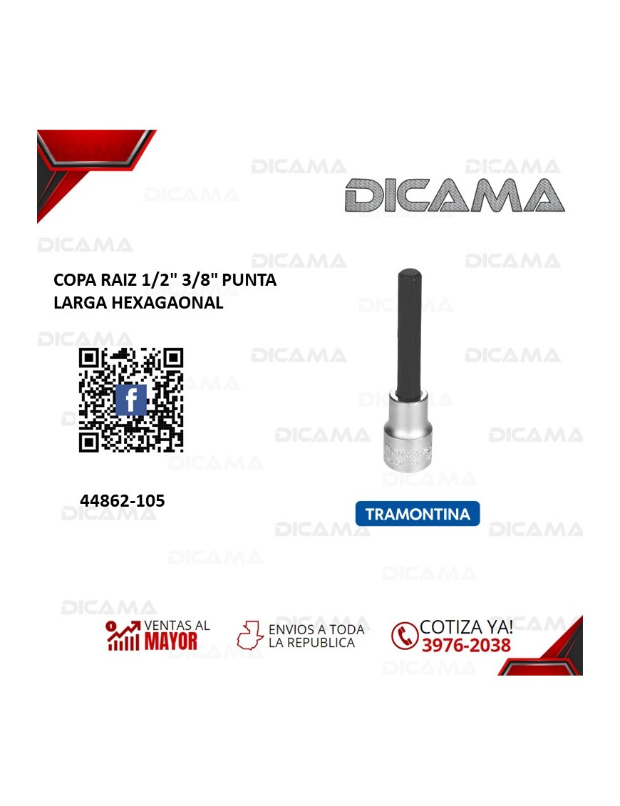 COPA RAIZ 1/2" 3/8" PUNTA LARGA HEXAGAONAL