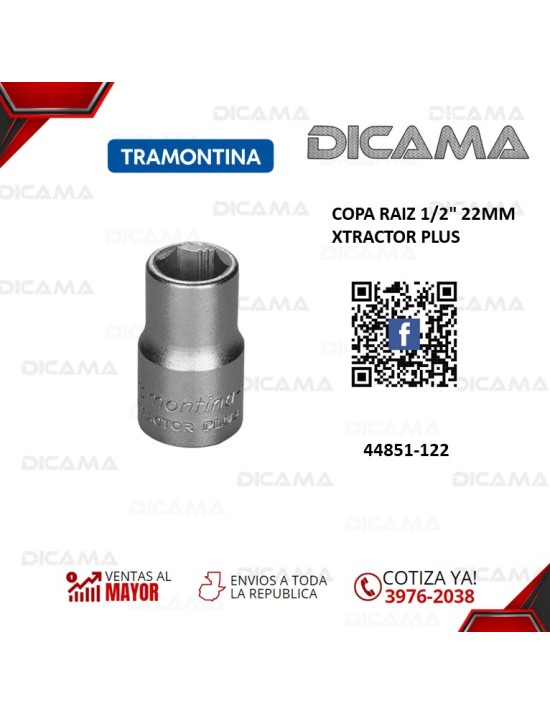 COPA RAIZ 1/2" 22MM XTRACTOR PLUS