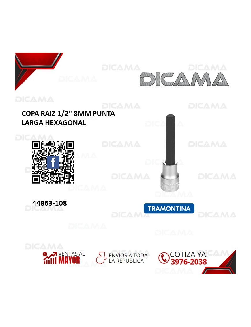 COPA RAIZ 1/2" 8MM PUNTA LARGA HEXAGONAL