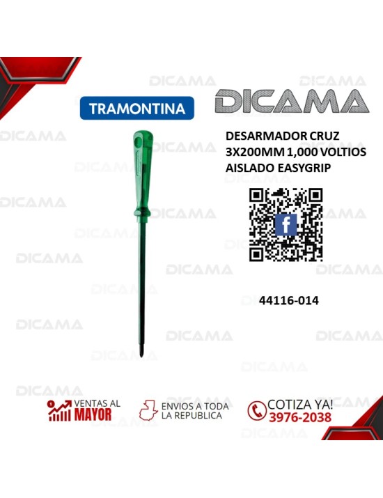 DESARMADOR CRUZ 3X200MM 1,000 VOLTIOS AISLADO EASYGRIP