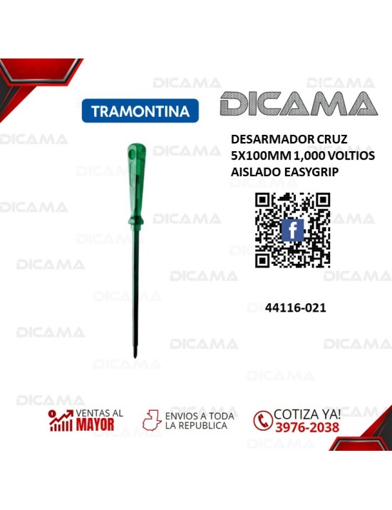 DESARMADOR CRUZ 5X100MM 1,000 VOLTIOS AISLADO EASYGRIP