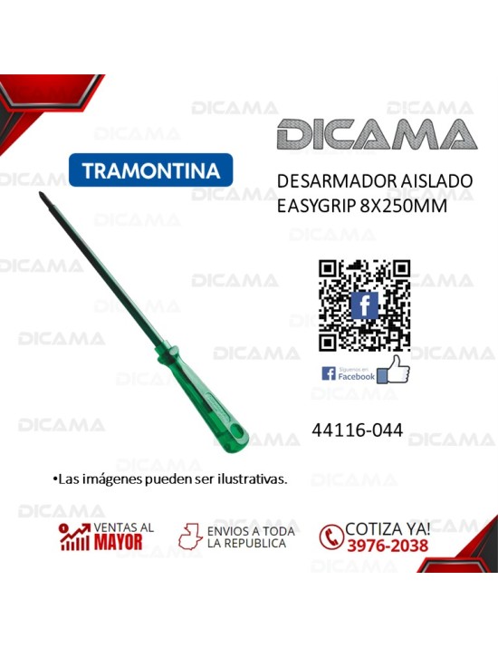 DESARMADOR CRUZ 8X250MM 1,000 VOLTIOS AISLADO EASYGRIP