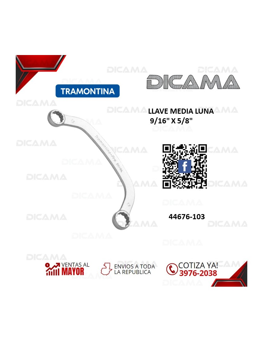 LLAVE MEDIA LUNA  9/16" X 5/8"