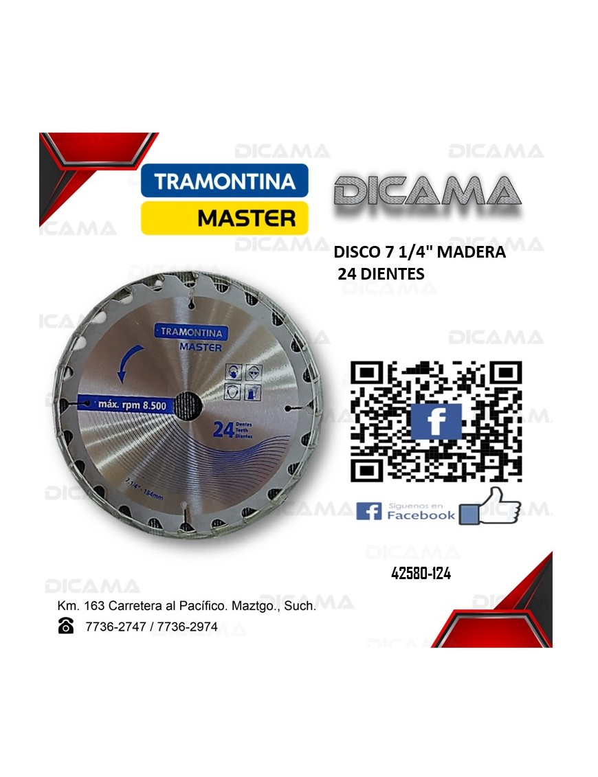 DISCO 7 1/4" MADERA 24D