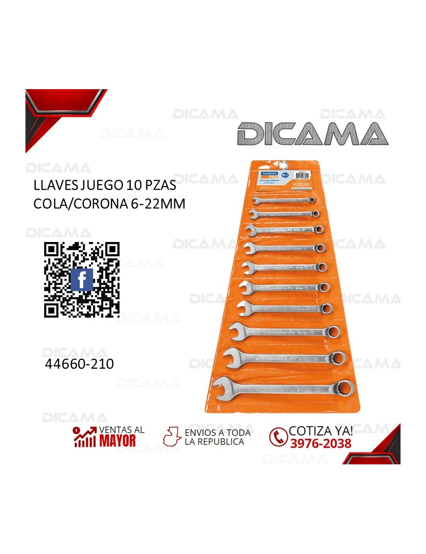 LLAVES JUEGO 10 PZAS COLA/CORONA 6-22MM