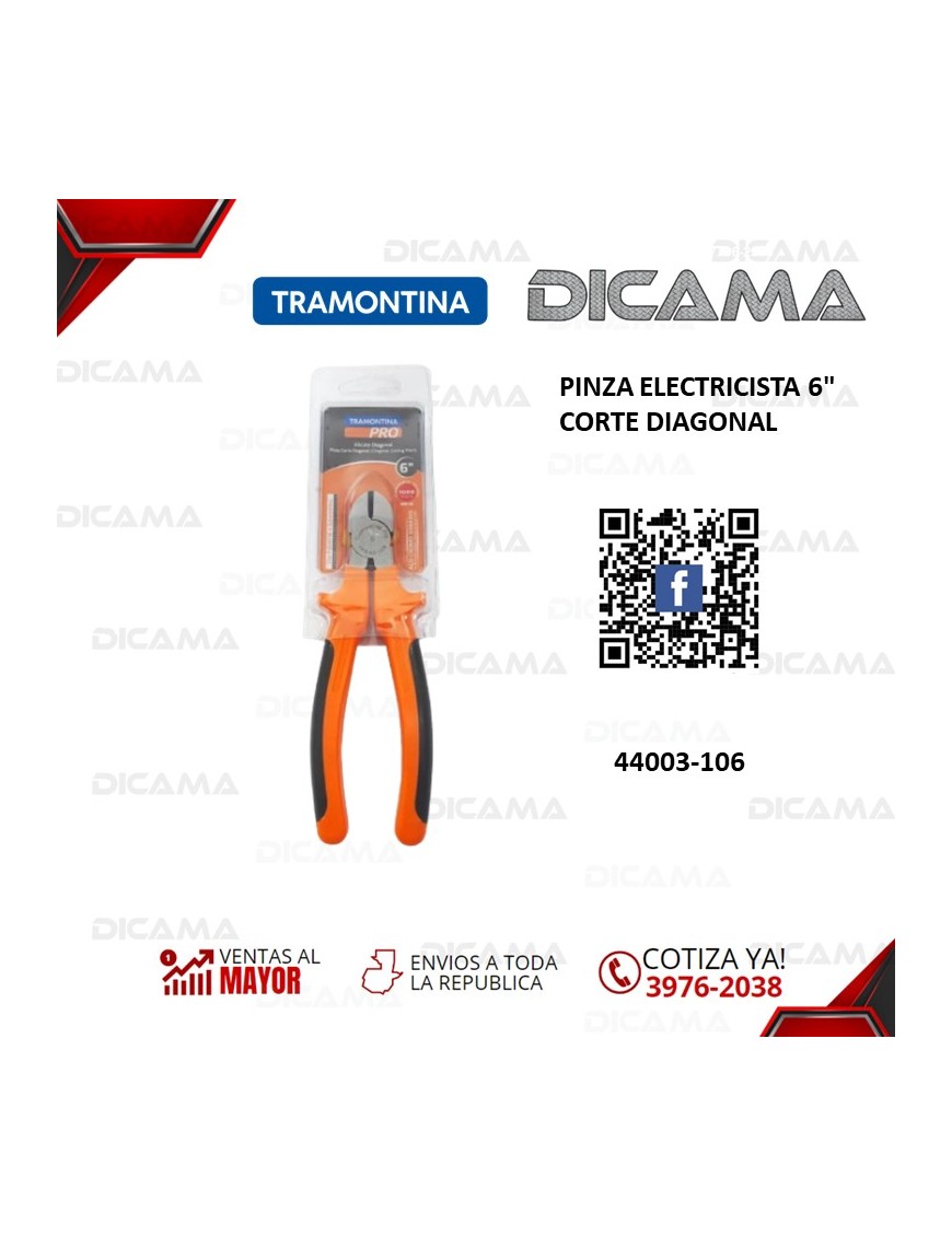PINZA 6" ELECTRICISTA CORTE DIAGONAL