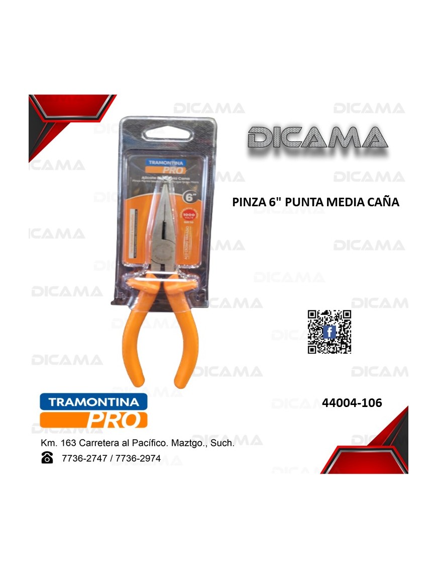 PINZA 6" PUNTA MEDIA CAÑA