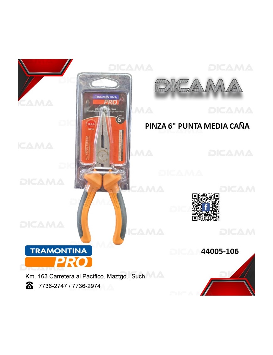 PINZA 6" PUNTA MEDIA CAÑA