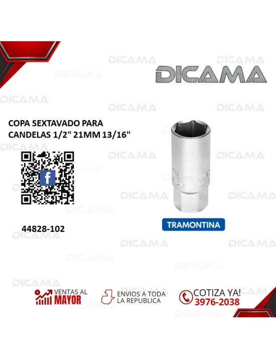 COPA RAIZ 1/2" 13/16" SEXTAVADO PARA CANDELAS 21MM