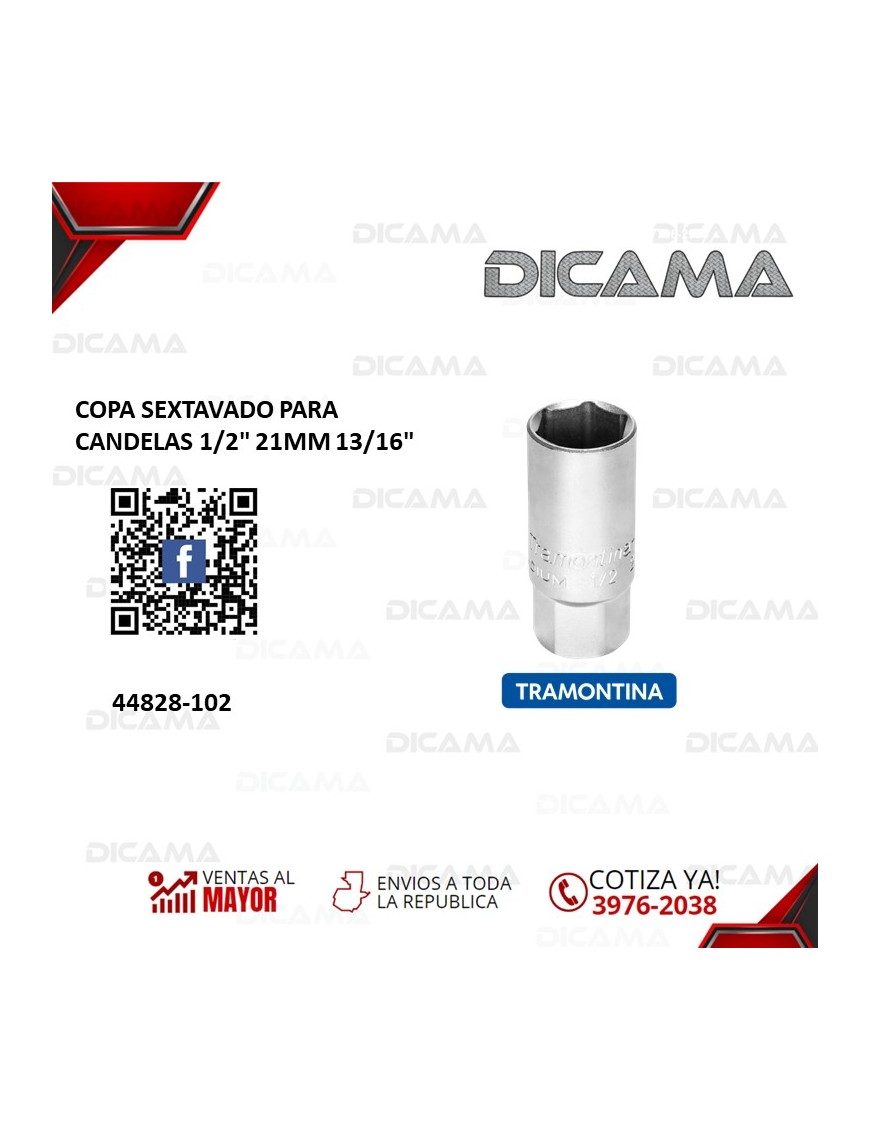 COPA RAIZ 1/2" 13/16" SEXTAVADO PARA CANDELAS 21MM