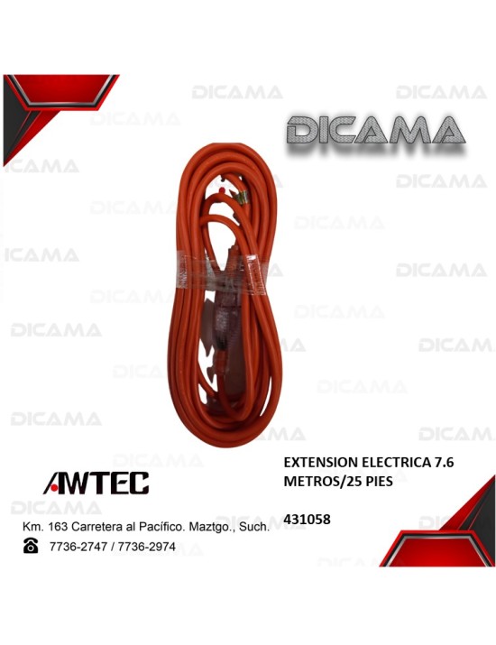 EXTENSION ELECTRICA 7.6 METROS NARANJA (25 PIES)