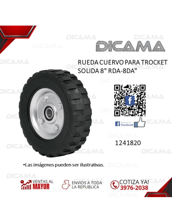 RUEDA CUERVO PARA TROCKET SOLIDA 8" RDA-8DA