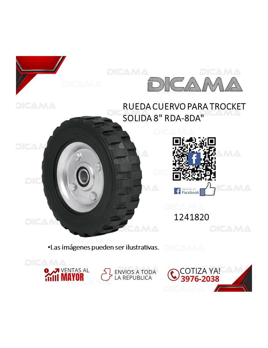 RUEDA CUERVO PARA TROCKET SOLIDA 8" RDA-8DA