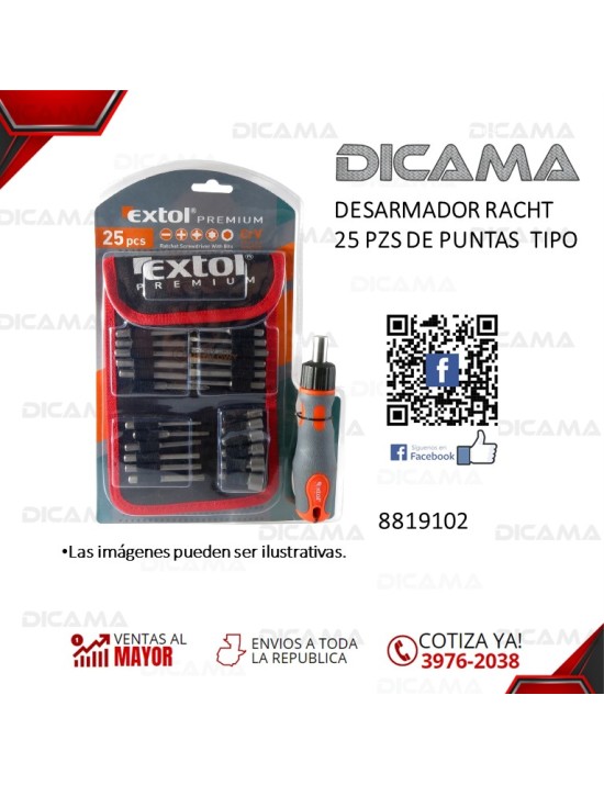 DESARMADOR JGO 25 PZS DE PUNTAS  TIPO RACHT