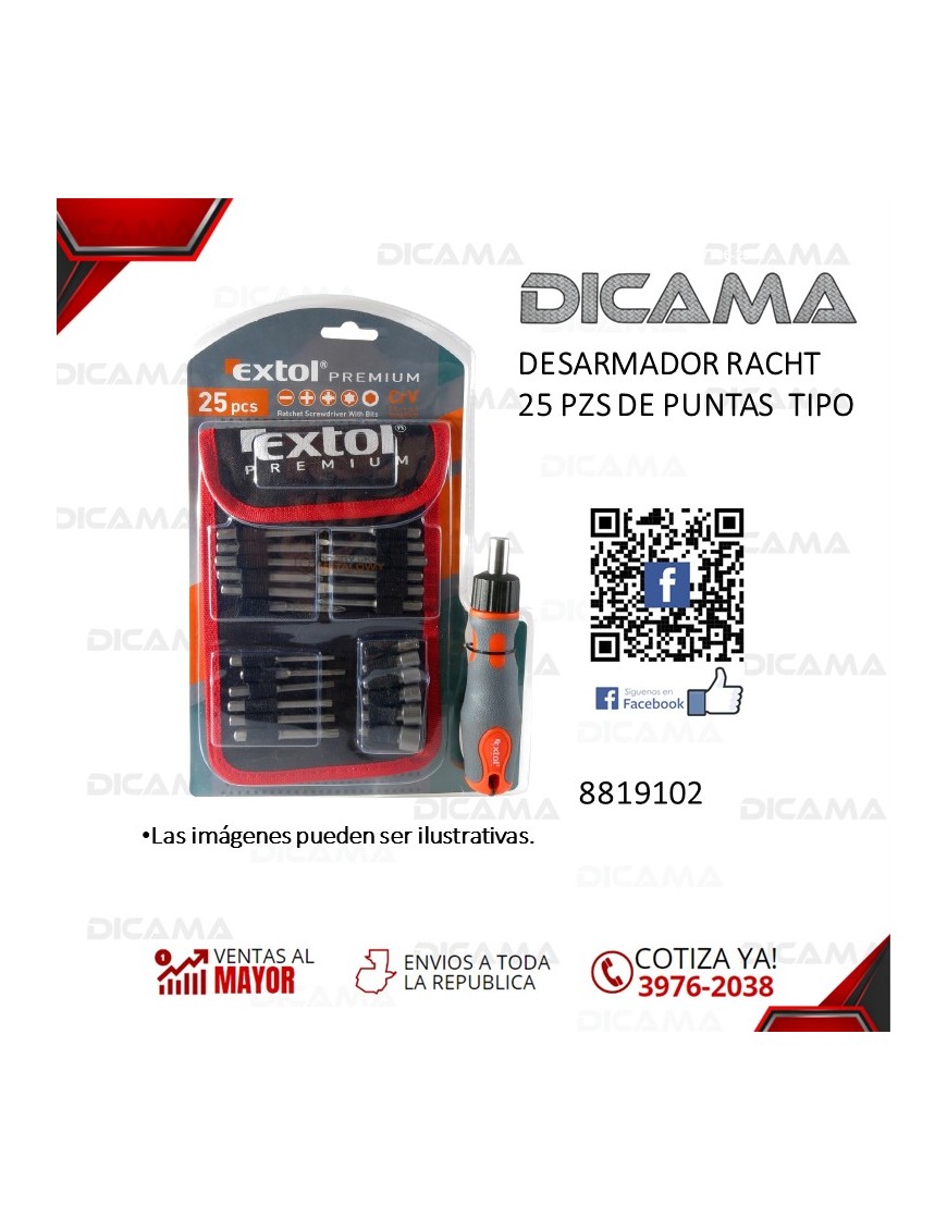 DESARMADOR JGO 25 PZS DE PUNTAS  TIPO RACHT