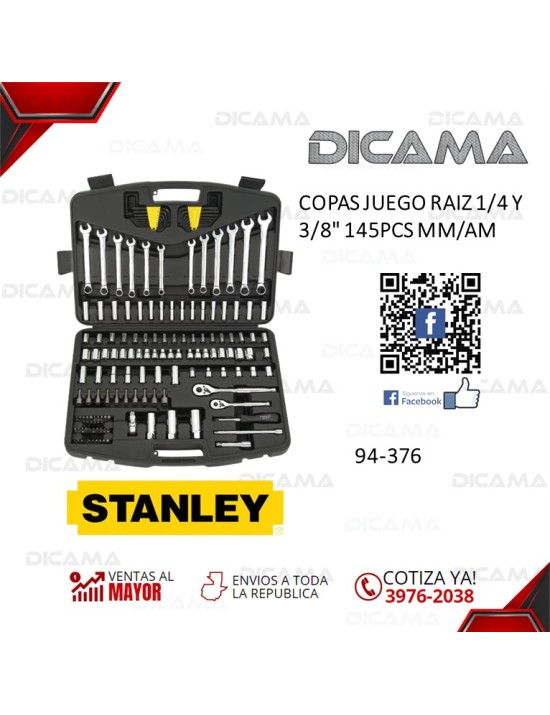 COPAS JUEGO RAIZ 1/4" 3/8" 145PZS MM/AM