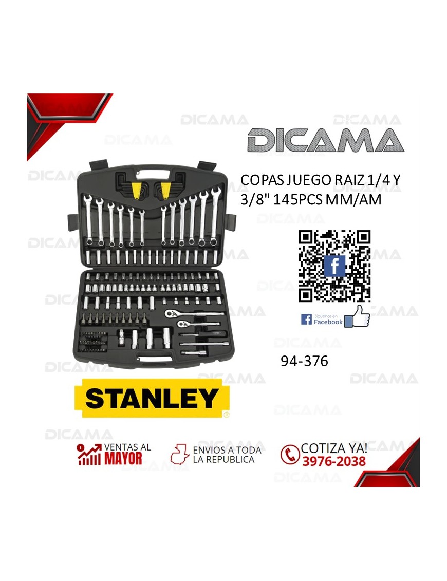 COPAS JUEGO RAIZ 1/4" 3/8" 145PZS MM/AM