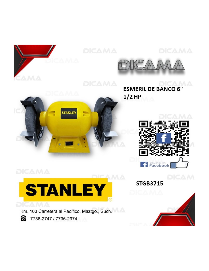 ESMERIL DE BANCO 6" 1/2 HP MOTOR