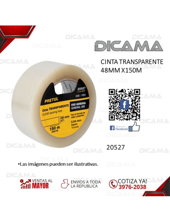 CINTA EMPAQUE TRANSPARENTE 48MM X150M