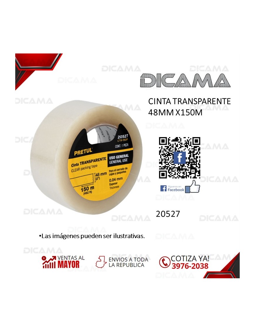 CINTA EMPAQUE TRANSPARENTE 48MM X150M