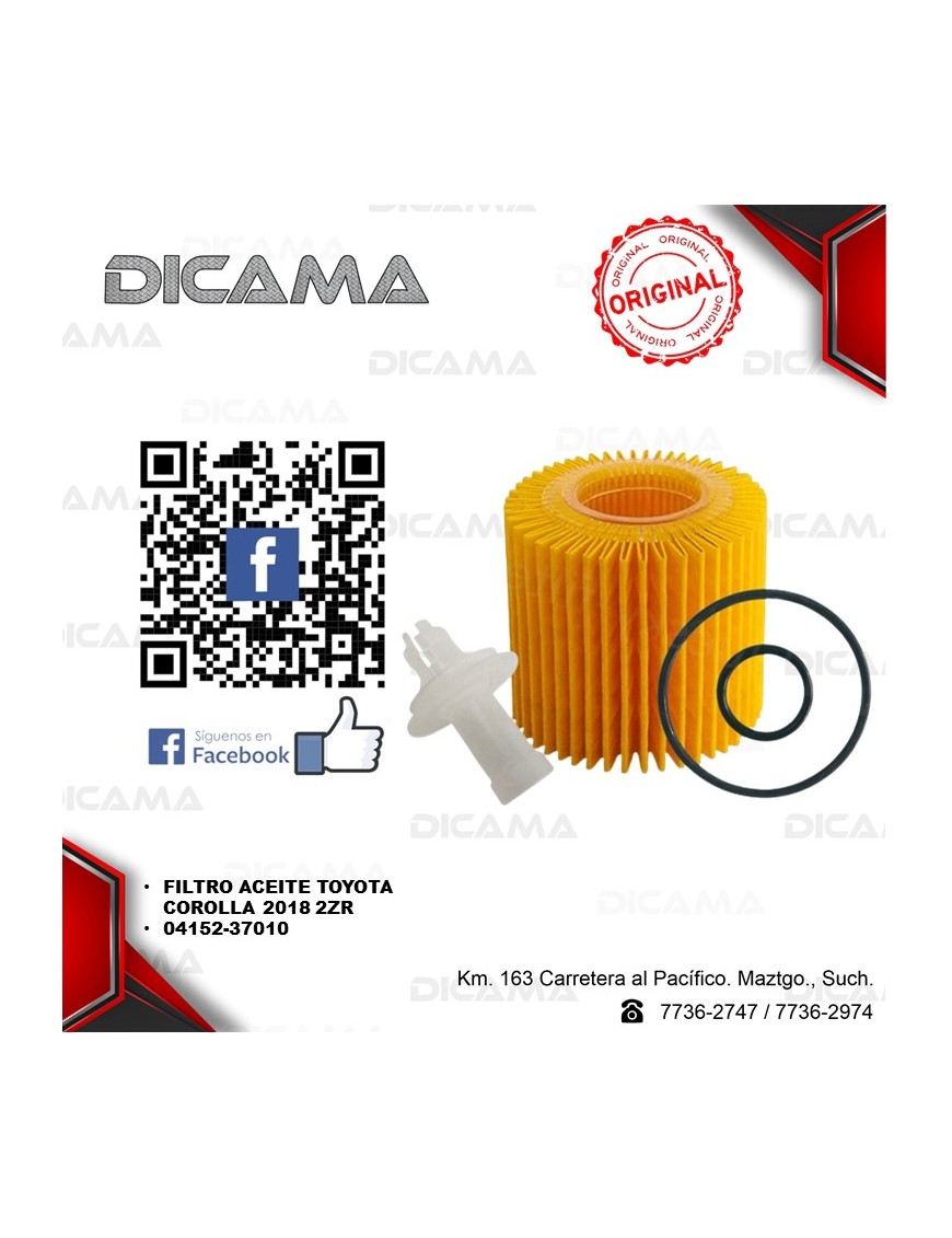 FILTRO TOYOTA ACEITE COROLLA 2018 2ZR 57064