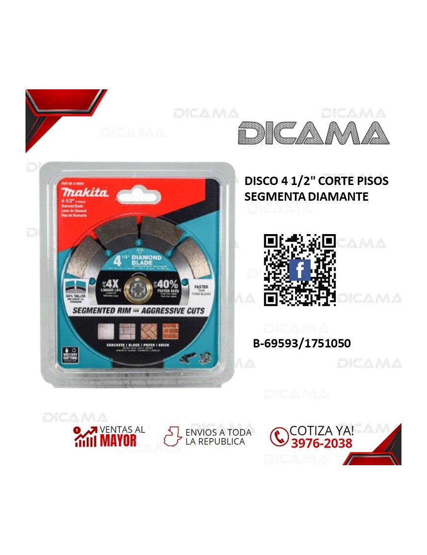 DISCO 4 1/2" CORTE PISOS SEGMENTA DIAMANTE