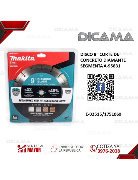 DISCO 9" CORTE DE CONCRETO DIAMANTE SEGMENTA A-95831