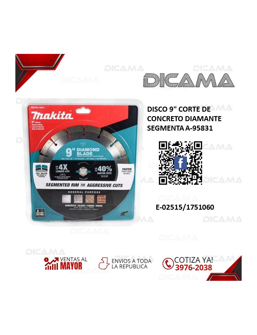 DISCO 9" CORTE DE CONCRETO DIAMANTE SEGMENTA A-95831