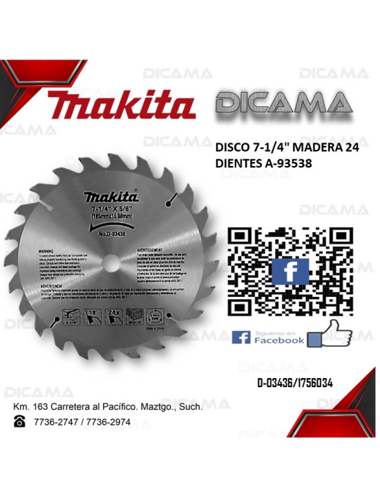 DISCO 7-1/4" MADERA 24 DIENTES A-93538