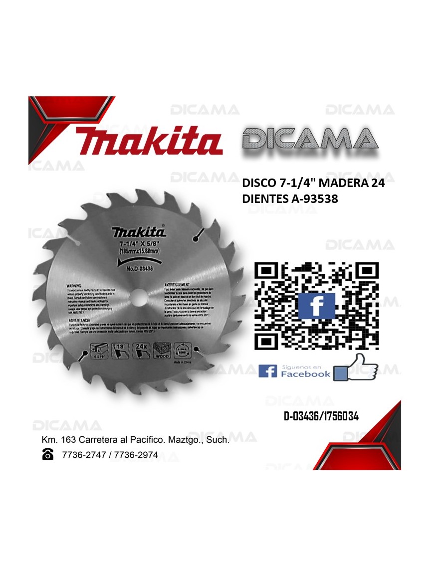 DISCO 7-1/4" MADERA 24 DIENTES A-93538