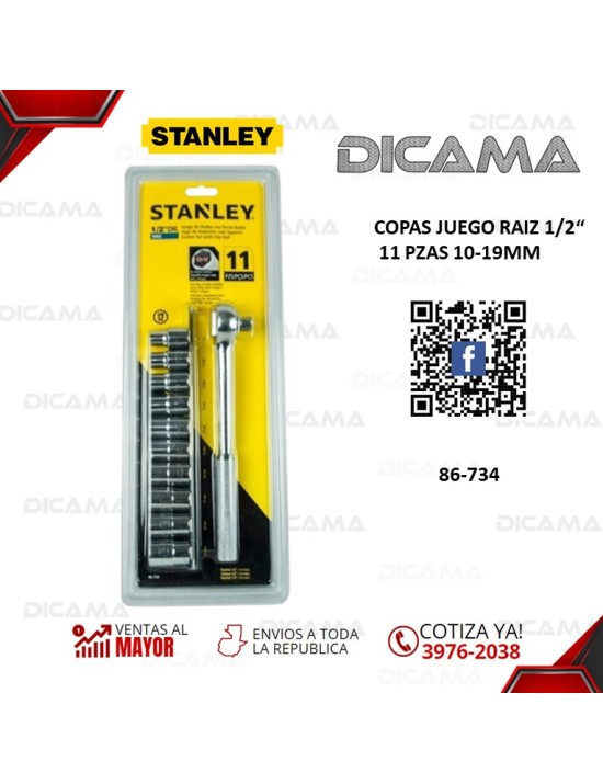 COPAS JUEGO RAIZ 1/2" 11 PZAS 10-19MM