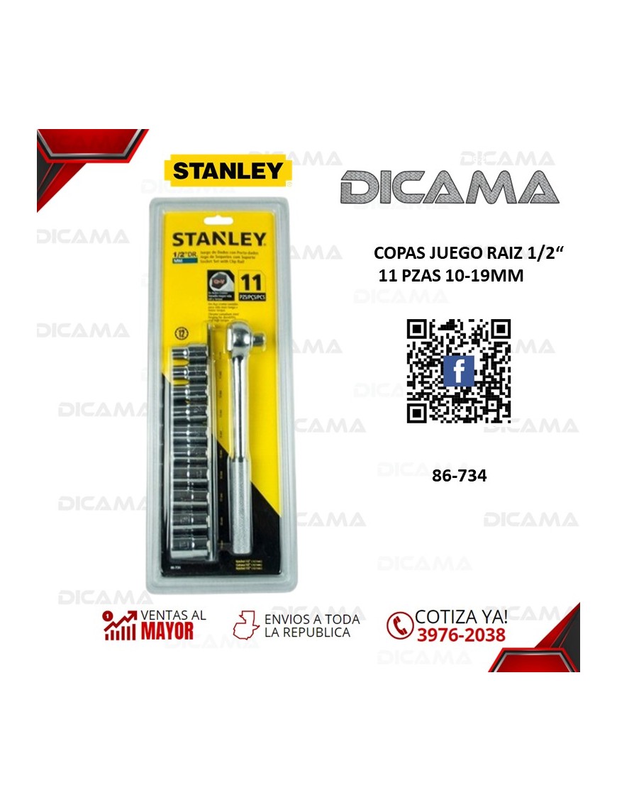 COPAS JUEGO RAIZ 1/2" 11 PZAS 10-19MM