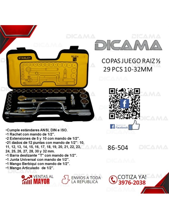 COPAS JUEGO RAIZ 1/2" 29 PZAS 10-32MM