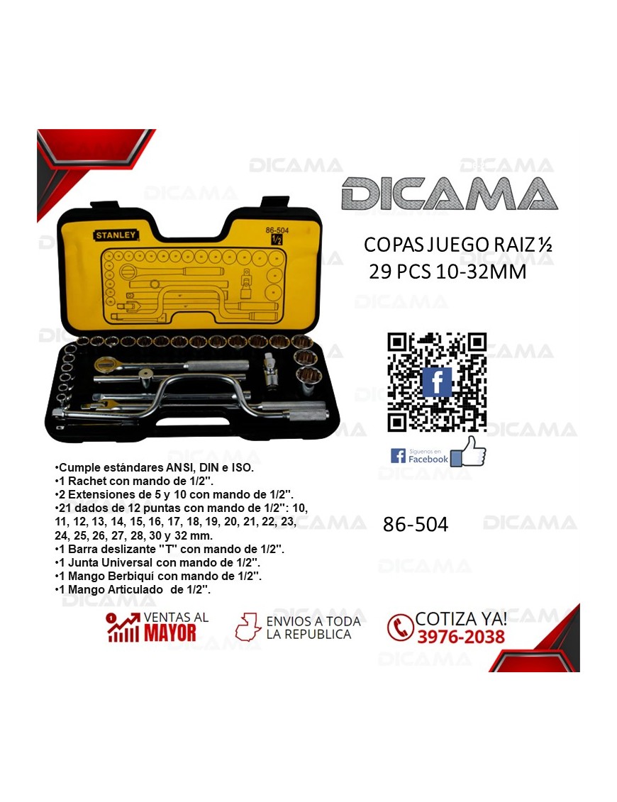 COPAS JUEGO RAIZ 1/2" 29 PZAS 10-32MM