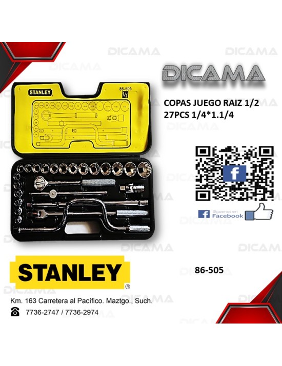 COPAS JUEGO RAIZ 1/2" 27 PZAS 1/4*1.1/4 AM