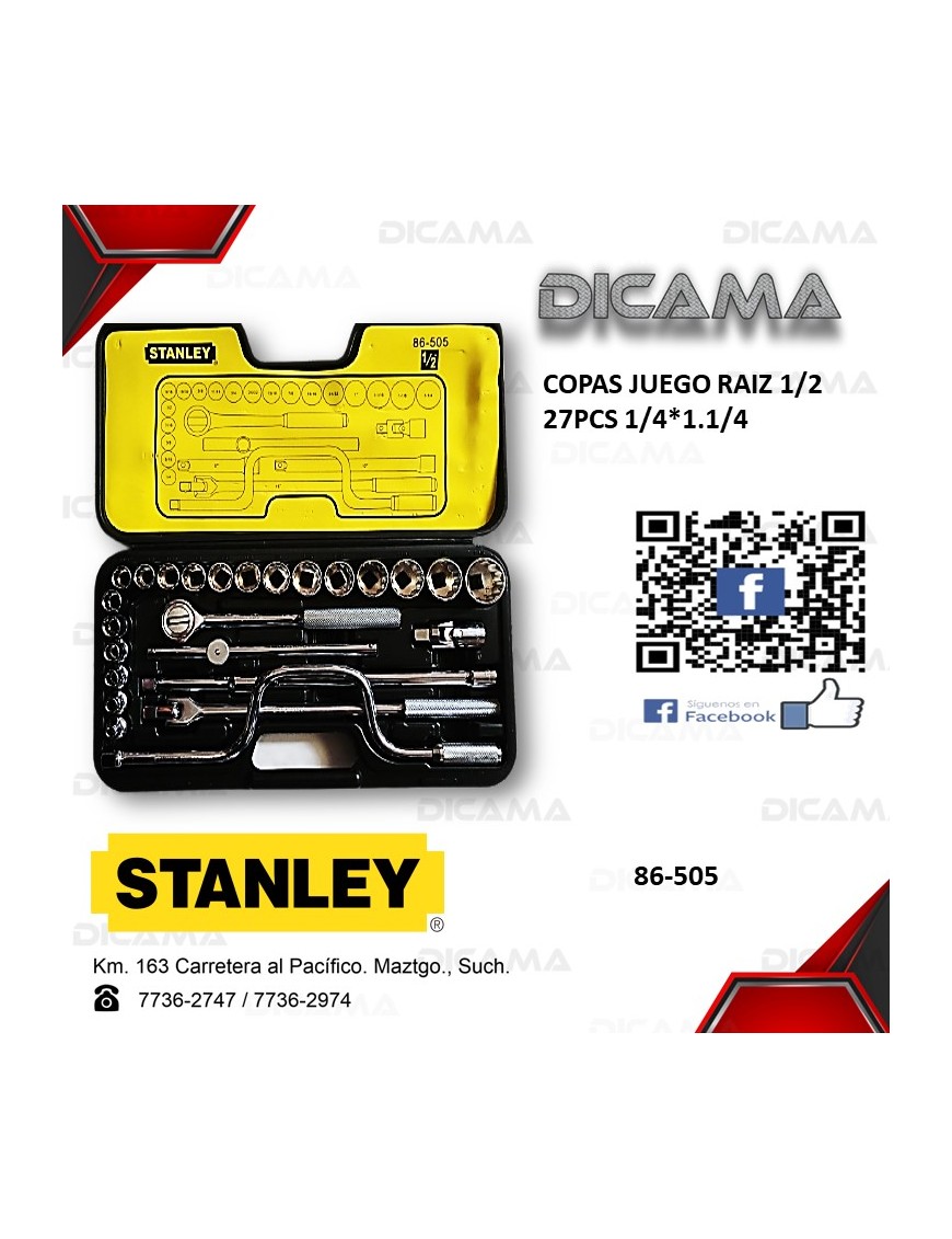 COPAS JUEGO RAIZ 1/2" 27 PZAS 1/4*1.1/4 AM