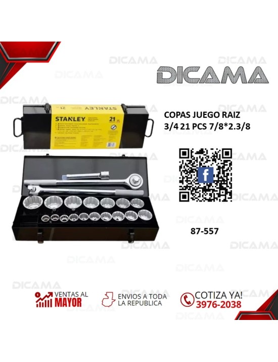 COPAS JUEGO RAIZ 3/4" 20 PZAS 7/8*2.3/8