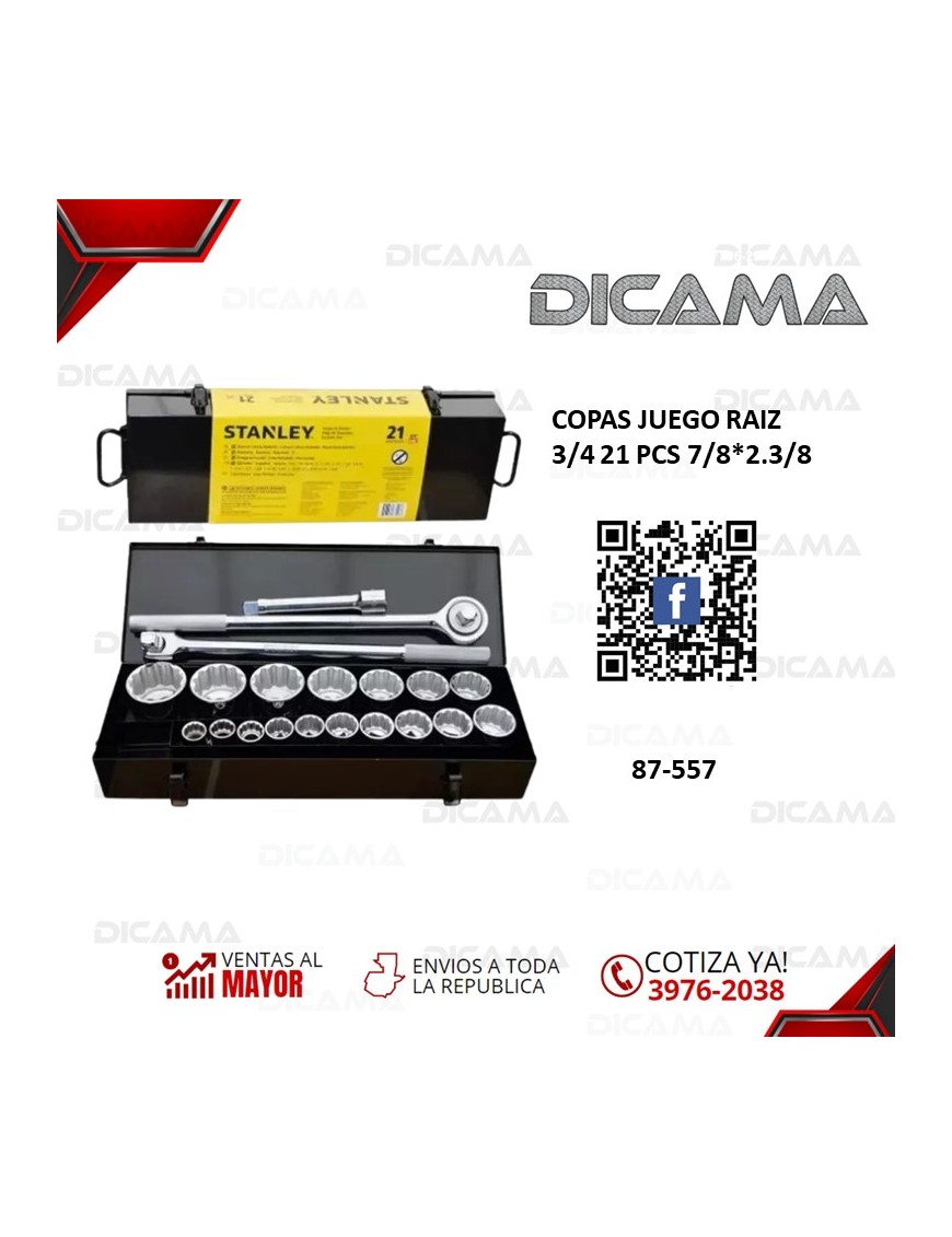 COPAS JUEGO RAIZ 3/4" 20 PZAS 7/8*2.3/8