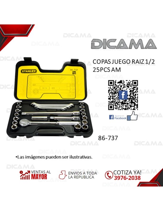 COPAS JUEGO RAIZ 1/2" 25 PZAS AM
