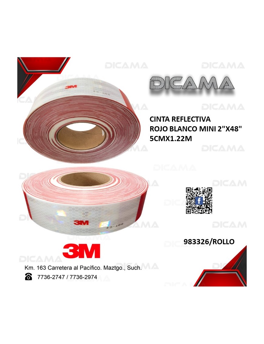 CINTA REFLECTIVA ROJO BLANCO 2"50 YARDAS