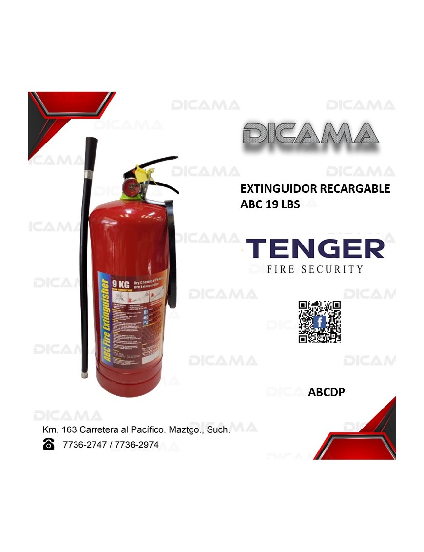 EXTIGUIDOR RECARGABLE ABC 19 LBS 9KG